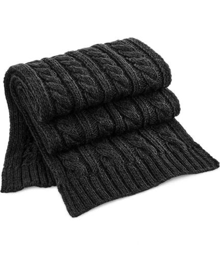 Beechfield Cable Knit Melange Scarf - BLK - ONE